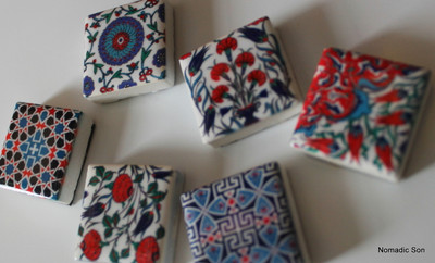 Mini Ottoman magnets, 2*2cm in a mixed pack of 6 pieces.