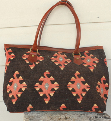 Vintage kilim and leather Handbag 'Scorpion'