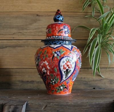 Kabartma Style Lidded Jar - Small - 20cm