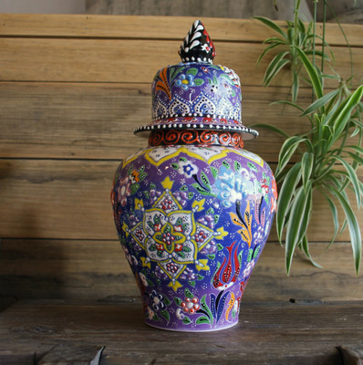 Kabartma Style Lidded Jar - Large - 28cm - #1