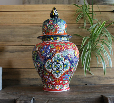 Kabartma Style Lidded Jar - Large - 28cm - #2