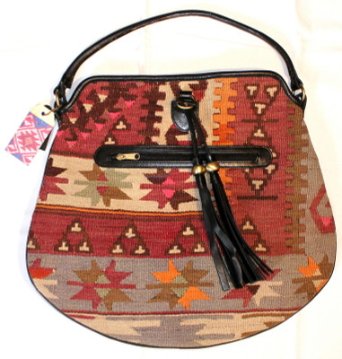 Kilim and leather saddlebag