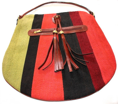 Patchwork kilim & leather saddlebag