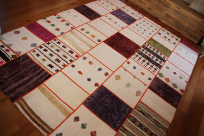 Oversized Colour Pops Natural Patchwork Kilim (#M170) 250*340cm