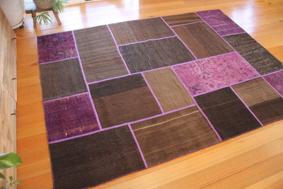 Purple & Natural Patchwork Kilim (#M184) 178*237cm