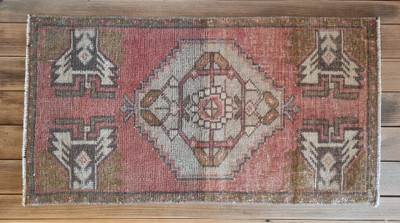 Vintage handwoven Turkish Tiny Mat  (#Y30) 49*93cm