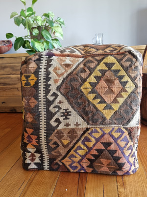 Vintage Kilim Ottoman (45*45*45cm) #KO6