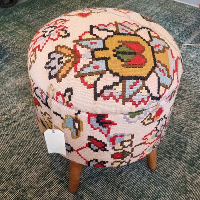 Vintage Kilim Storage Stool Ottoman #1