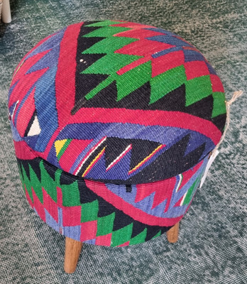 Vintage Kilim Storage Stool Ottoman #3