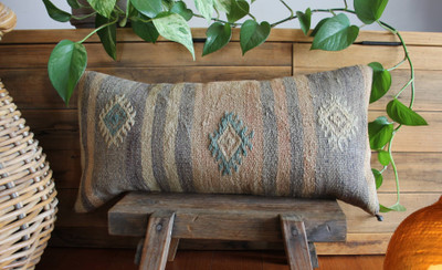Vintage handwoven kilim cover  (30*60cm) #MR34
