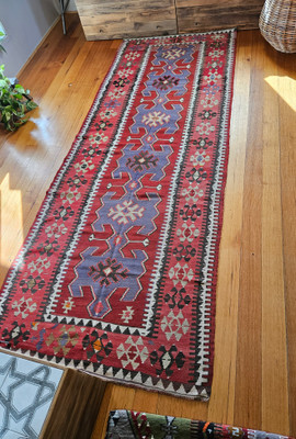 Antique Turkish Konya wide slitweave kilim rug (#B43) 123*310cm