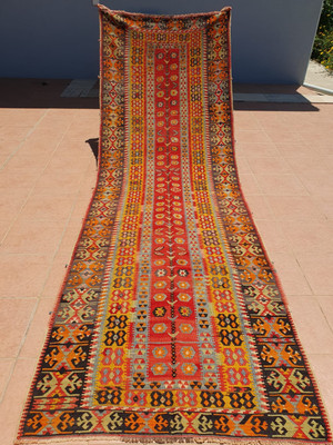 Antique Turkish Erzurum kilim rug (#TSS13) 112*336cm