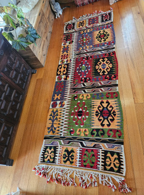 West Anatolian slitweve kilim (#B61) 95*260cm + tassels 