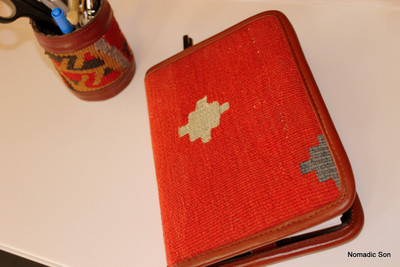 Kilim and leather journals/book covers