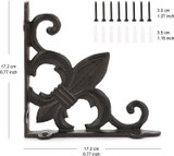 Pristine Decorative Wall Brackets - Fleur De Lis Home Decor - Pair of Cast Iron Shelf Brackets 6.75 inch