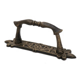 Pristine Door Handle with Backplate Cast Iron Ornate Design Gold Finish