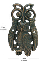 Pristine Owl Front Door Knocker Antique Cast Iron Finish
