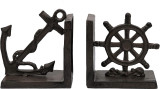 Pristine Cast Iron Ship Anchor & Wheel Book ends Heavy Vintage Style Bookends Set of 2