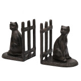 Pristine Cast Iron Cat Book ends Heavy Vintage Style Bookends Set of 2