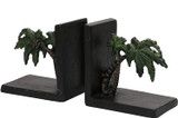 Pristine  Cast Iron Tropical Palm Tree Book ends Heavy Vintage Style Bookends Set of 2