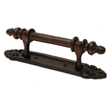 Pristine Door Handle with Ornate Back Plate Cast Iron Antique Finish - 24.5cm