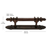 Pristine Door Handle with Ornate Back Plate Cast Iron Antique Finish - 24.5cm Pristine Door Handle with Ornate Back Plate Cast Iron Antique Finish - 24.5cm