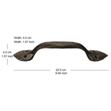 Pristine Door Handle with Leaf Design Cast Iron with Gold Antique Finish 22.5 cm