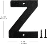 Metal Letter Z - Black Cast Iron 5 Inch Large Metal Mailbox Letters - Easy to Read Name Door Sign - Z