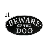 PRISTINE Beware of the Dog Sign - Cast Iron Beware of Dog Sign (7 Inch x 3.5 Inch), Black, White