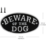 PRISTINE Beware of the Dog Sign - Cast Iron Beware of Dog Sign (7 Inch x 3.5 Inch), Black, White