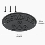 Beware of the Dog Sign - Cast Iron Beware of Dog Sign (7 Inch x 3.5 Inch), Black