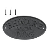 Beware of the Dog Sign - Cast Iron Beware of Dog Sign (9.5 Inch x 5 Inch), Black