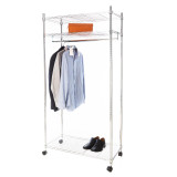 Heavy Duty Chrome Clothes Rail With Shelves Heavy Duty Chrome Clothes Rail With Shelves