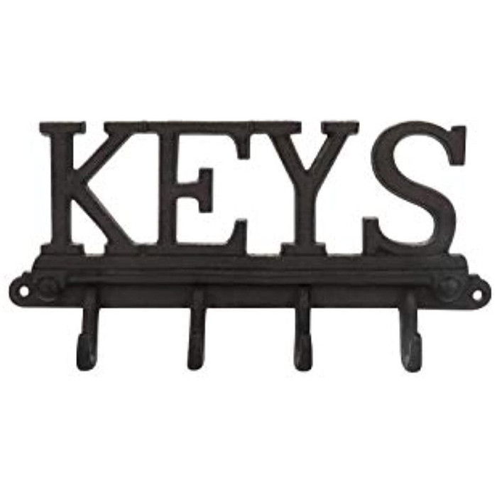 Cast Iron Wall Mounted 4 Hook Key Holder - Rustic, Vintage Style Rack with Hooks for Keys Cast Iron Wall Mounted 4 Hook Key Holder - Rustic, Vintage Style Rack with Hooks for Keys