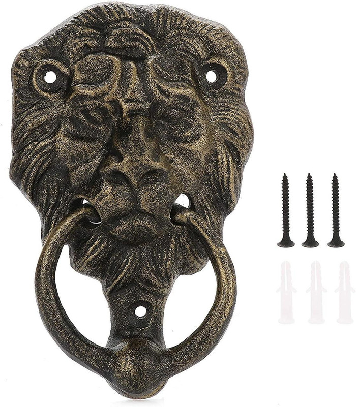 Gold Lion Door Knocker - Decorative Door Knocker