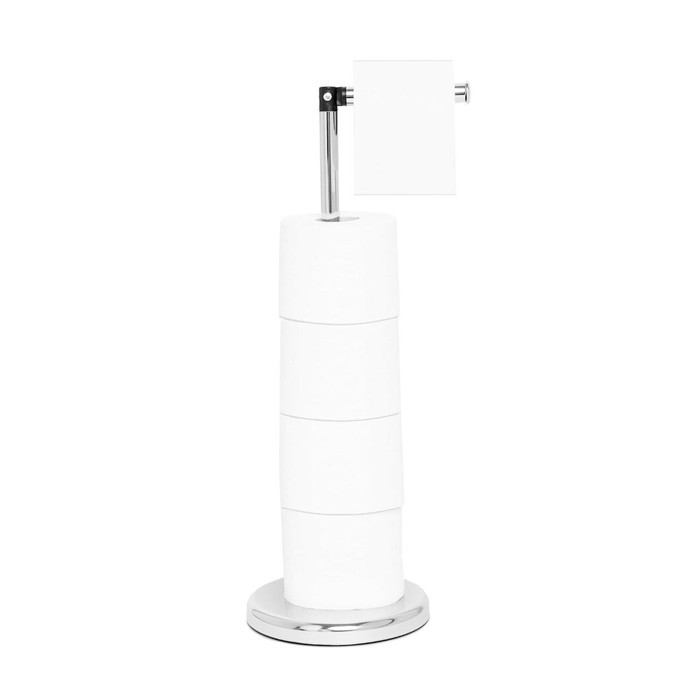 Pristine Free Standing Toilet Roll Holder Stand- Stylish Chrome Finish, Practical Design