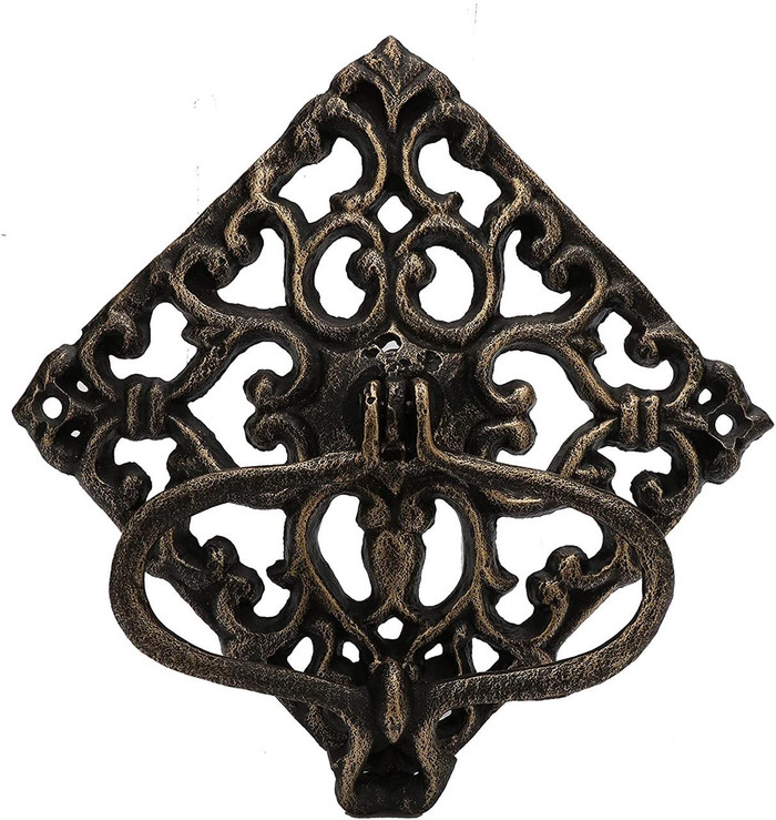 Pristine Geometric Victorian Style Door Knocker Vintage Black Cast Iron