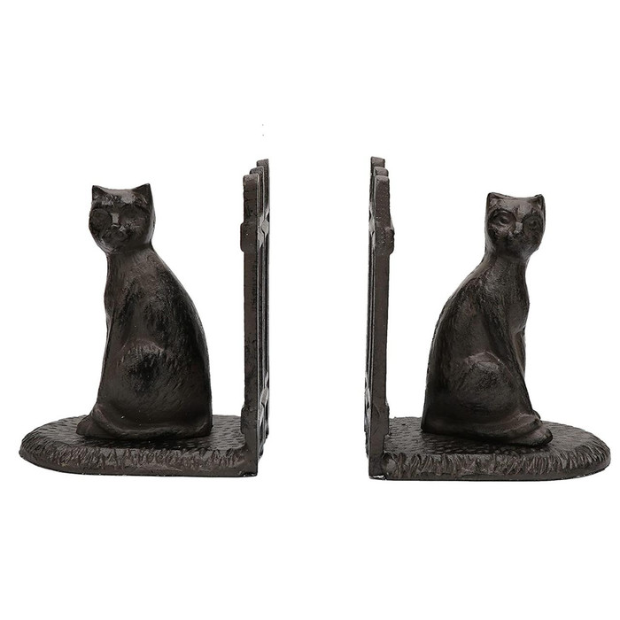 Pristine Cast Iron Cat Book ends Heavy Vintage Style Bookends Set of 2