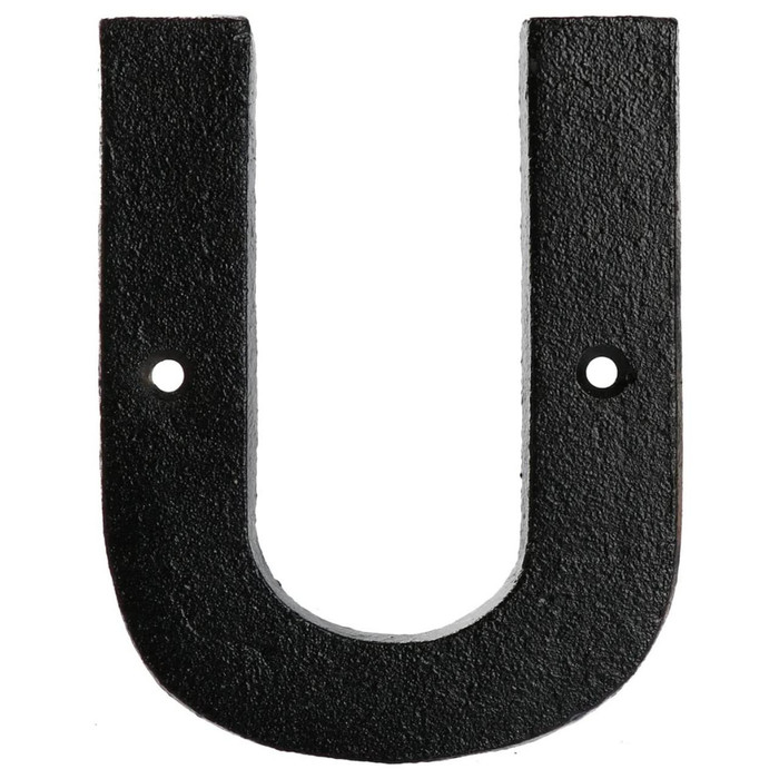 Metal Letter U - Black Cast Iron 5 Inch Large Metal Mailbox Letters - Easy to Read Name Door Sign - U