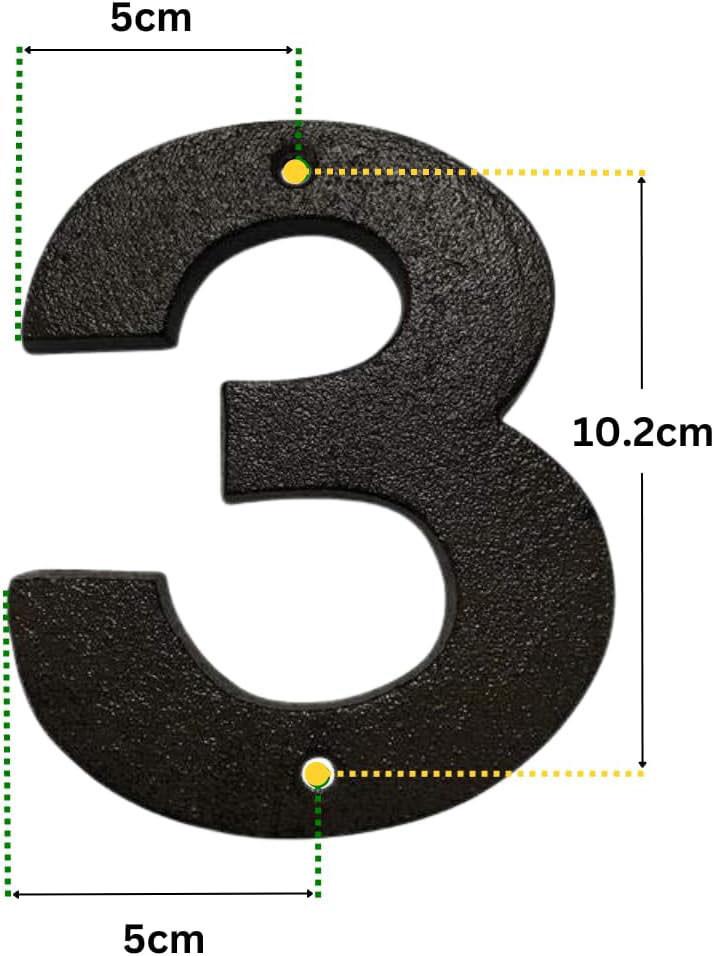 House Numbers - Cast Iron Door Numbers - No.3 - Pristine.co.uk