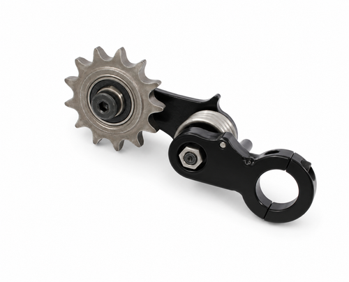Clamp-On Spring Loaded Chain Tensioner for Custom Motorcycles – 530 Idler Sprocket