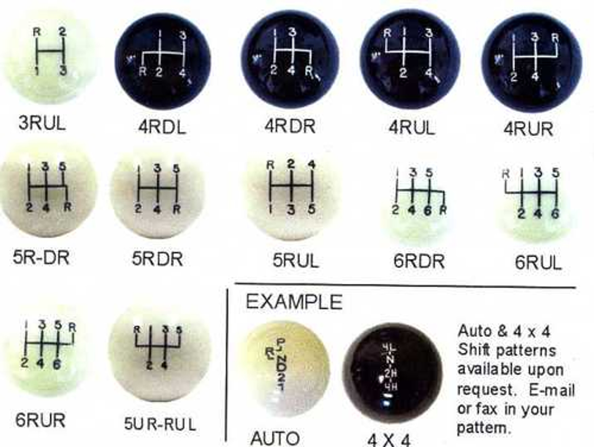 Engraved Shift Pattern Shift Knob - 3 speed, 4 speed, 5 speed, 6 speed ...