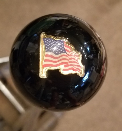 USA Patriotic Waving FLAG Black Shift Knob 