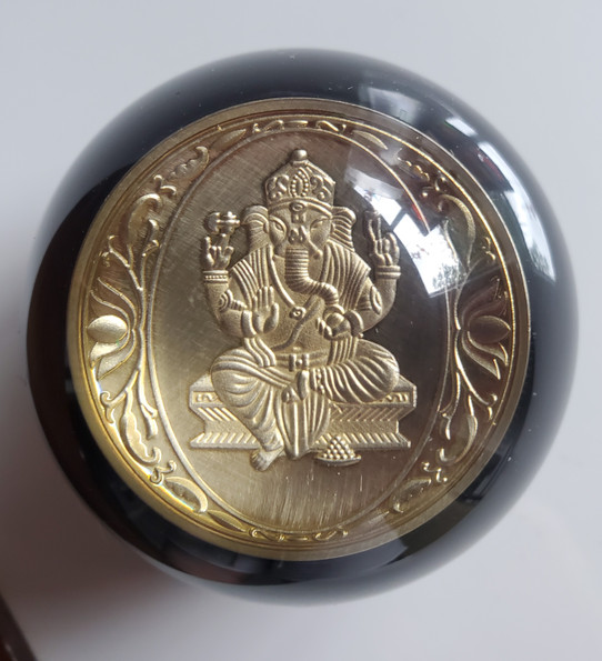India God Lord Ganesha Gold Coin Shift Knob
