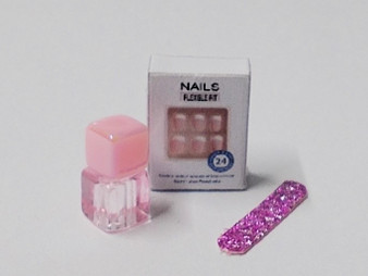 Nail box, nail varnish and file cosmetic set (nude)