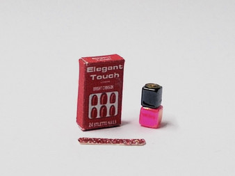 Nail box, nail varnish and file cosmetic set (red)