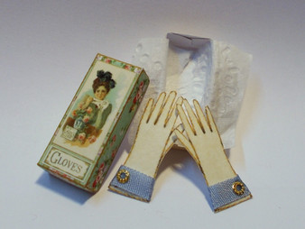 Gloves with box Cream and Blue