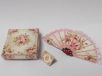 Shabby Chic Floral Fan with Box
