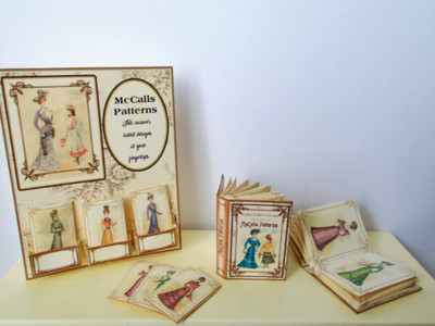 Dollhouse Miniature McCalls Pattern Display and Book for your Haberdashery/Sewing Shop