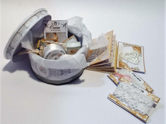 Kit - 1/12th dollhouse wedding/bridal hat/keepsake box & haberdashery-Modern
